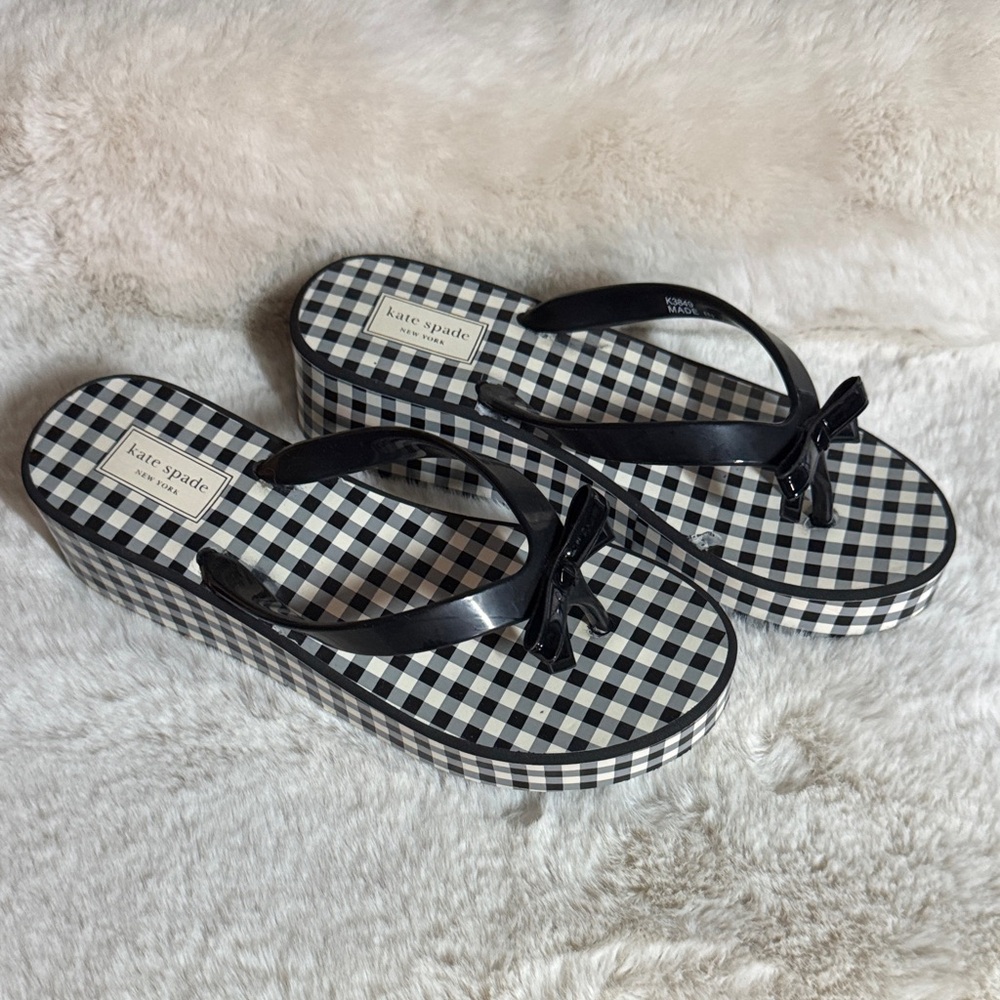 Kate Spade Black and White Checkered Sandals